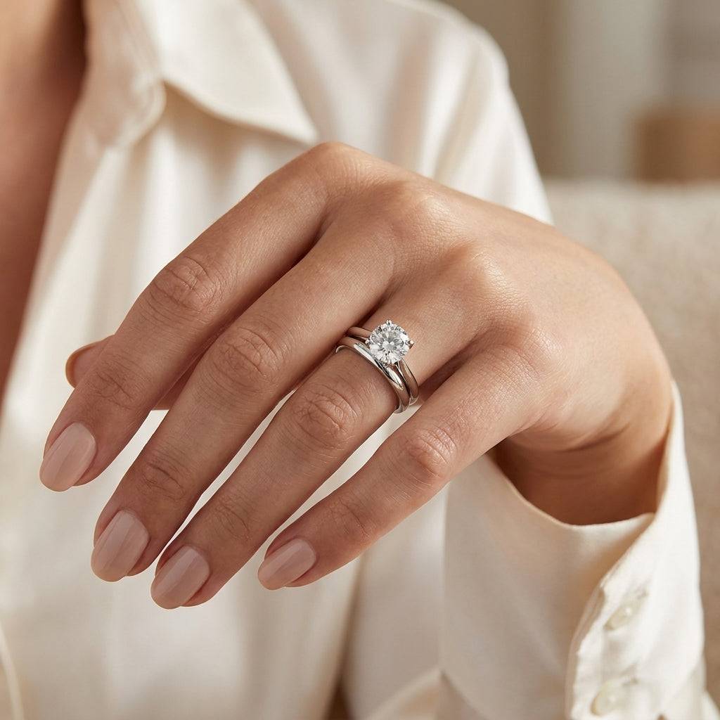 1.5 Carat Round Lab Grown Diamond Engagement Ring | 14K White Gold