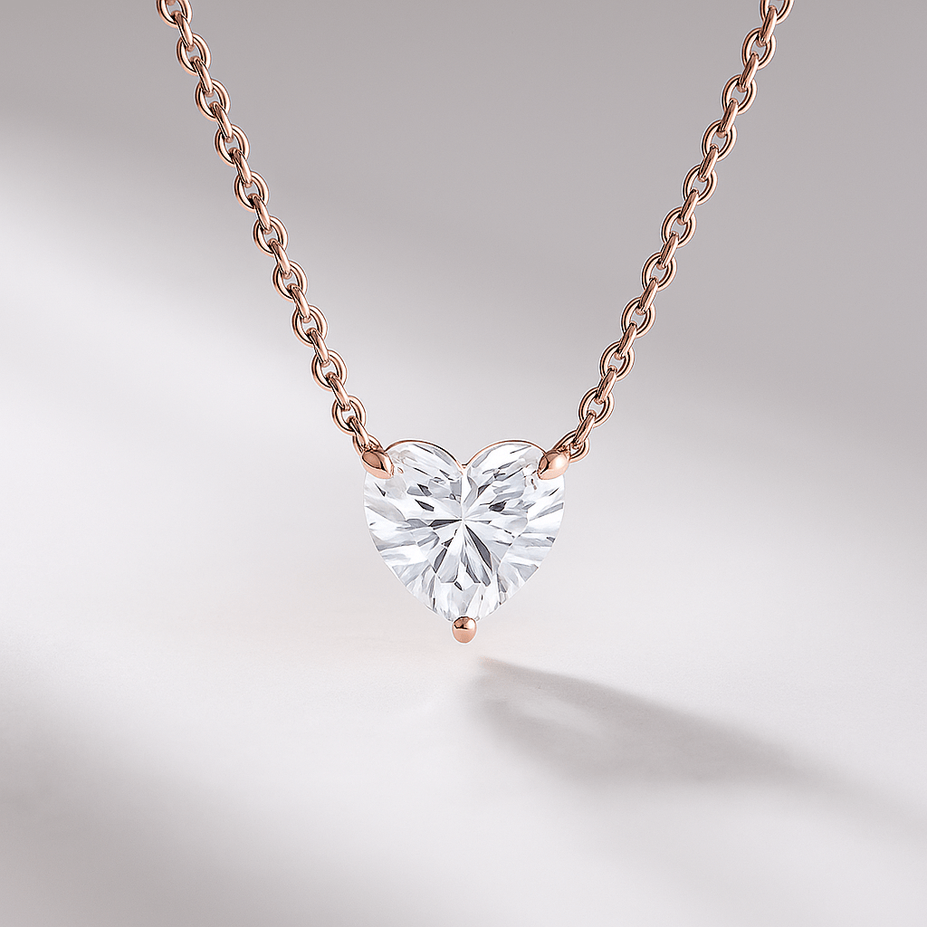 1 Carat Heart Cut Diamond Pendant Necklace