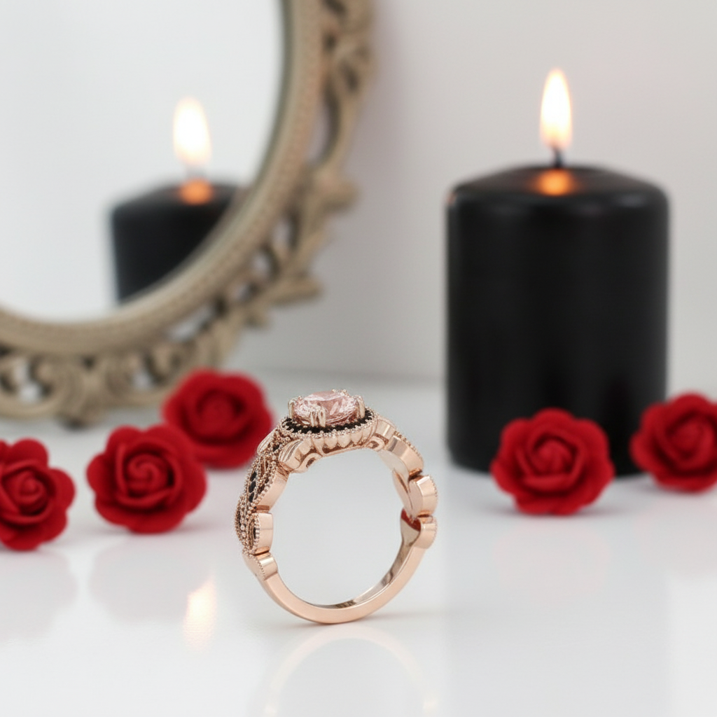 MAIN RING ONLY 1.50ct Diamond Option Rose Gold Flower Ring Set (Aftersale Service)