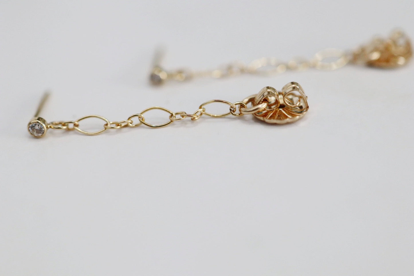 Cubic Zirconia Chain Drop Earrings in 14 karat Gold Fill