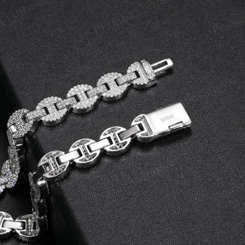 Antique VVS D Moissanite 925 Silver Iced Out Miami Weave Bracelet