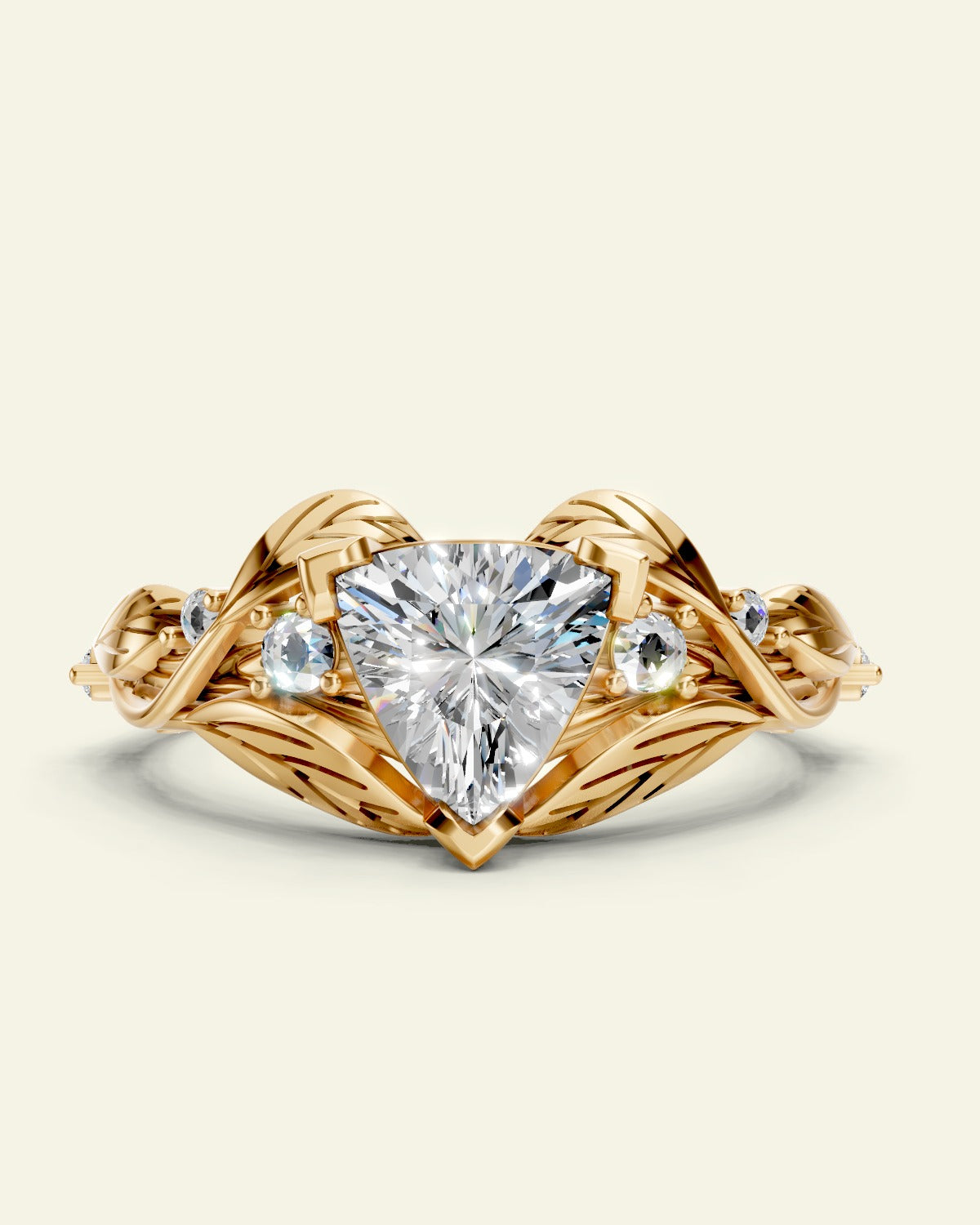 Clematis | trillion cut 7mm gemstone ring setting with accents gemstones