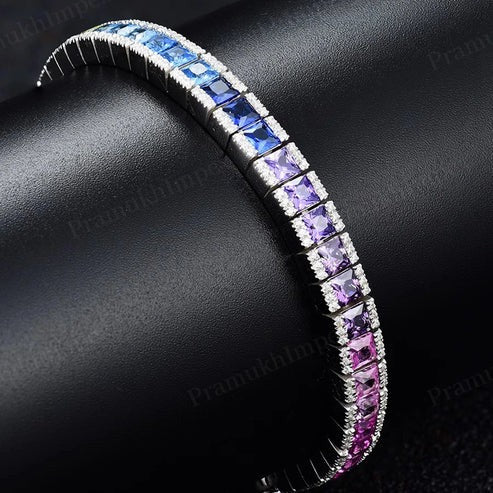 Lab Created Colored Diamond Sterling Silver 7inch Glow Tennis Bracelet