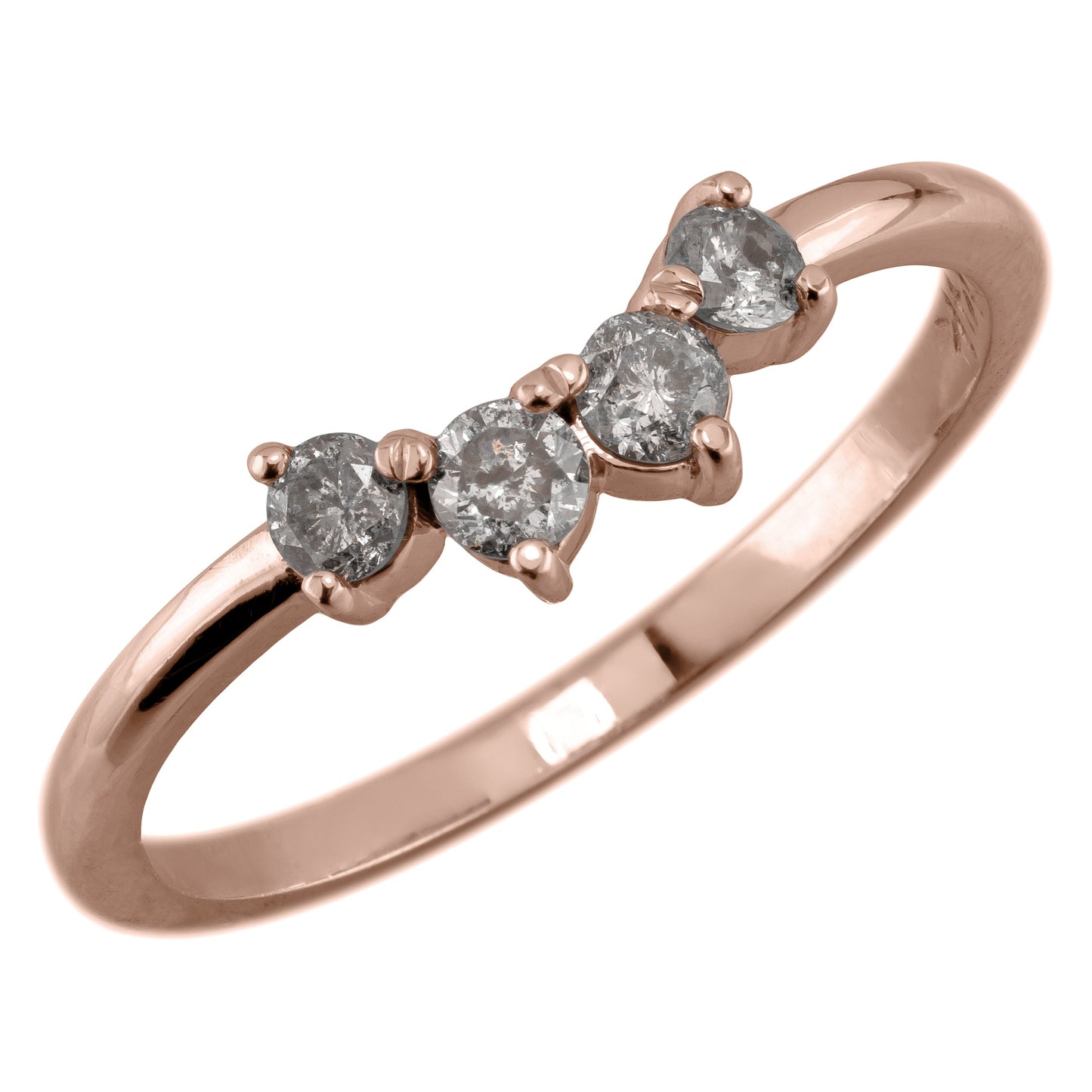 Ursa Wedding Ring, 4 Salt and Pepper Diamond, Round Band