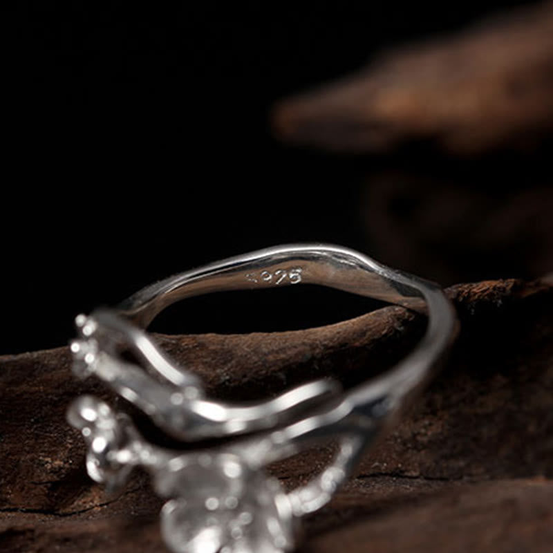 Fortune Jewel 925 Sterling Silver Plum Bossom Balance Ring