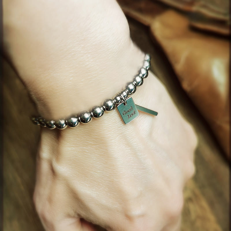 Fortune Jewel Titanium Steel Good Luck Balance Bracelet