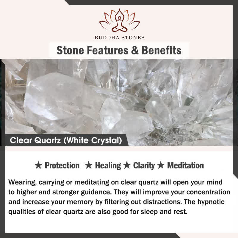 Fortune Jewel Natural Various Crystal Clear Quartz Zircon Hexagram Charm Healing Bracelet