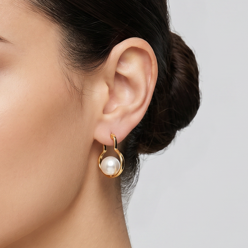 Pearl Heart Hoop Earrings