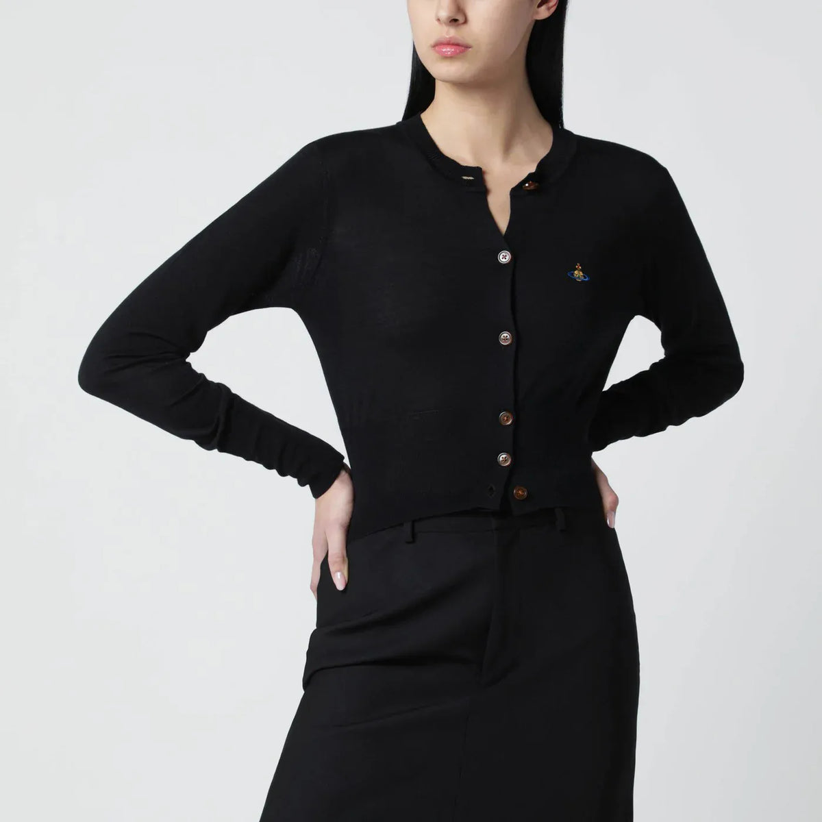 Vivienne Westwood - Black cropped wool and silk cardigan