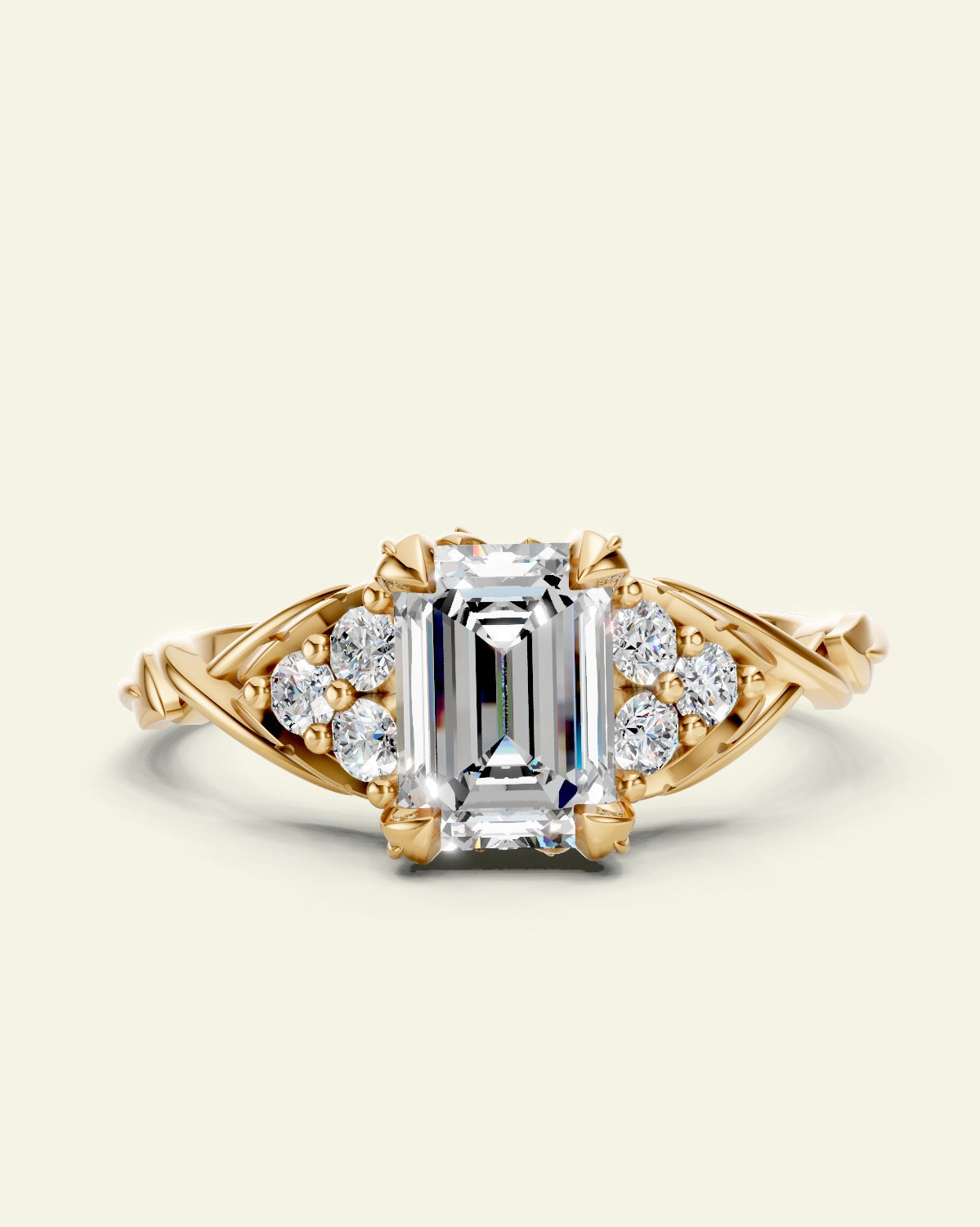 Gloria | custom engagement ring setting, emerald cut 7x5 mm