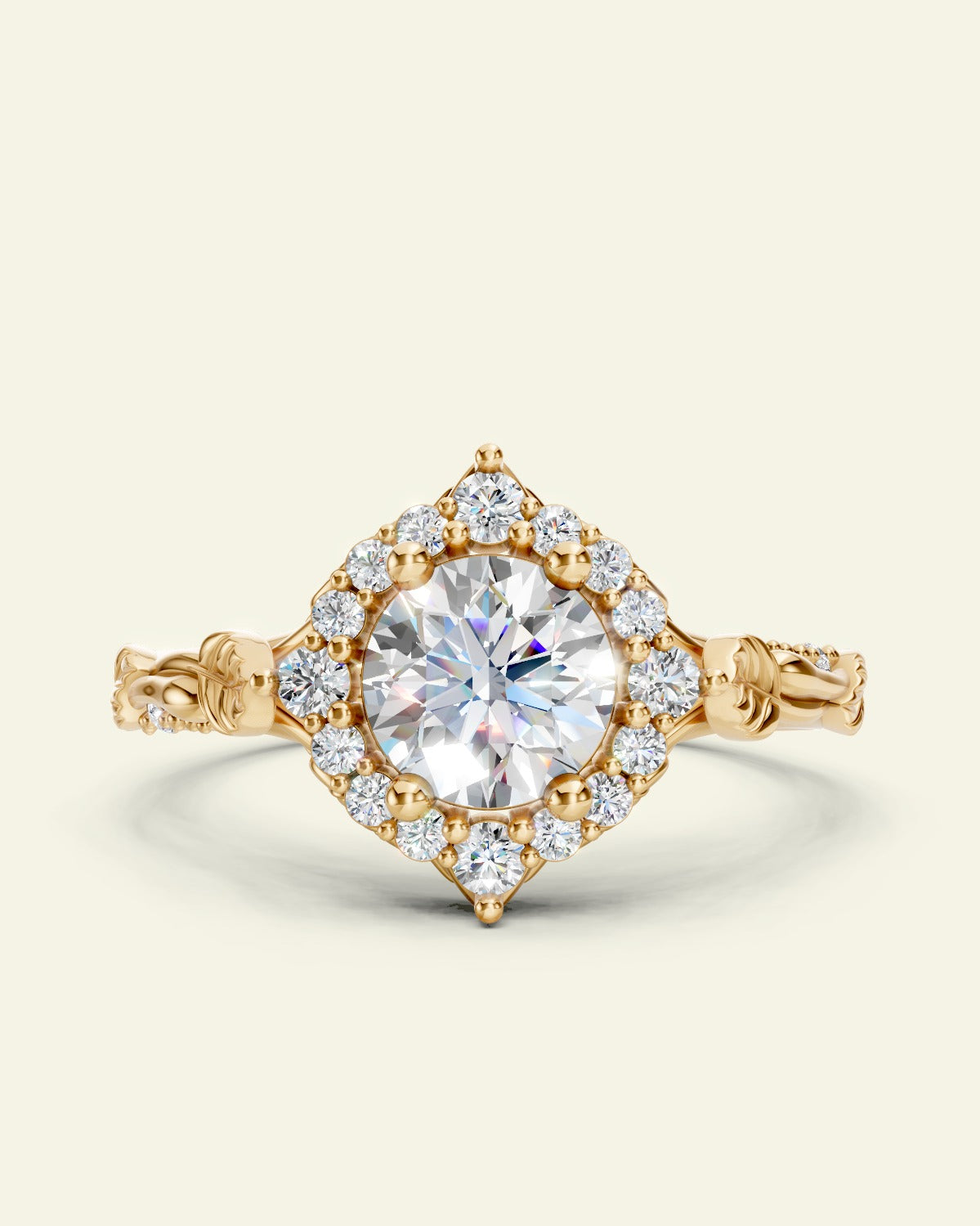 Florentina | custom engagement ring setting for 6 mm round cut gemstone