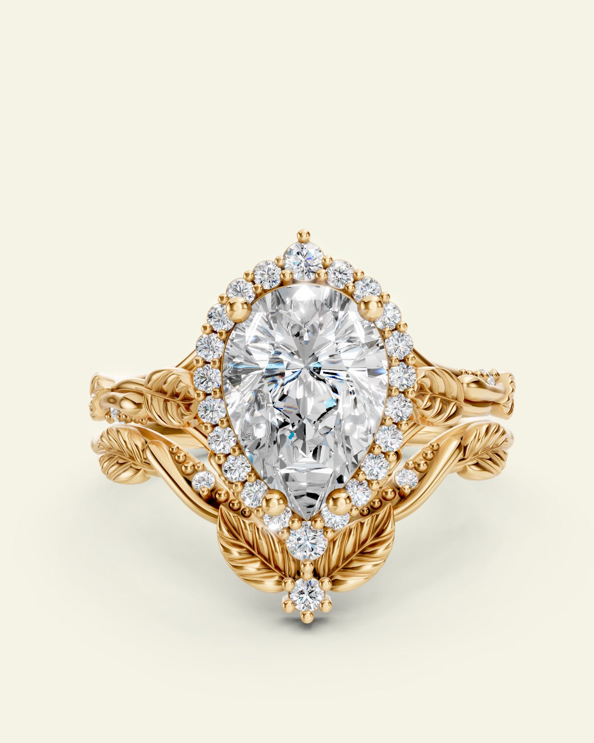 Florentina | custom bridal ring setting for 10x7 mm pear cut gemstone