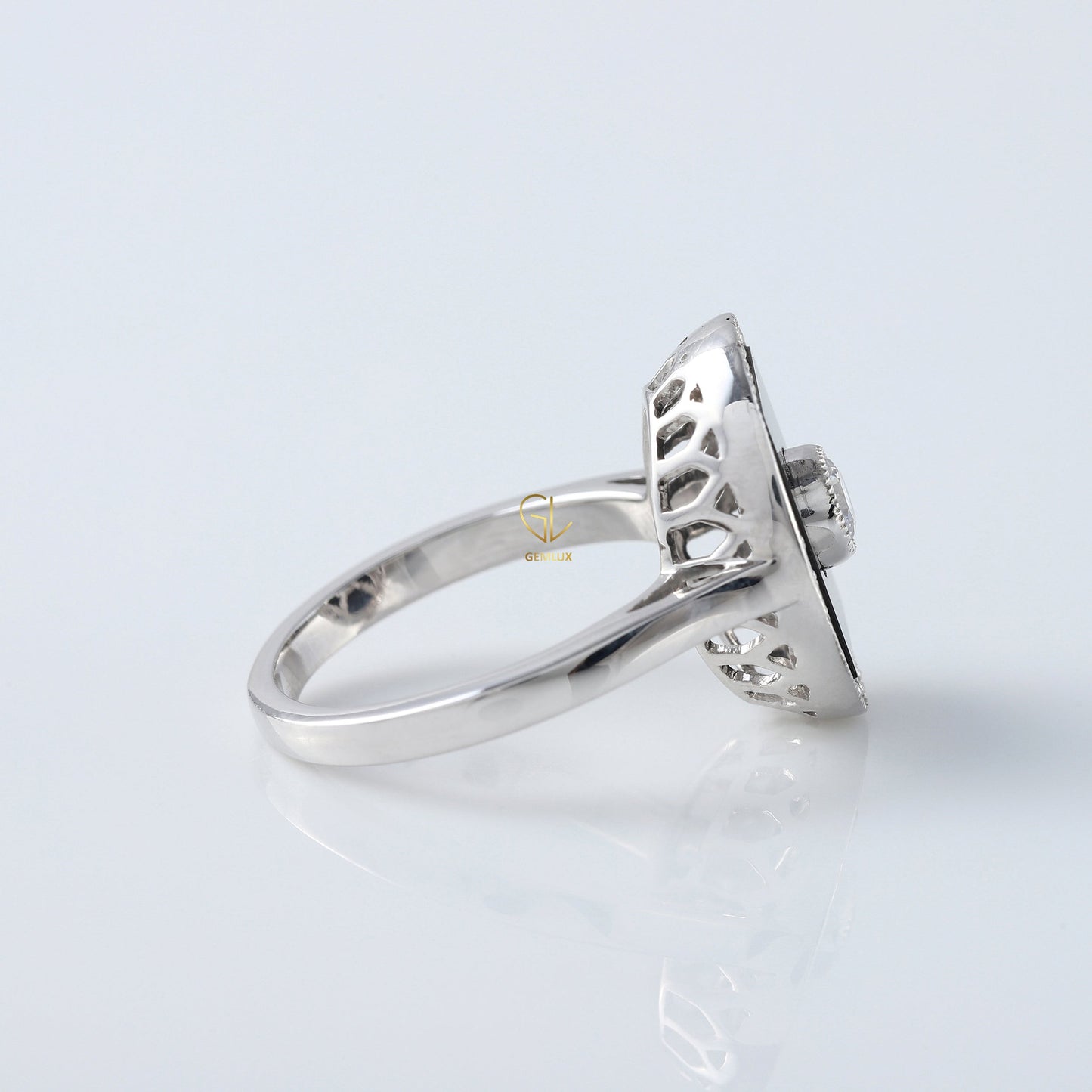 1920s Vintage Art Deco Lab Grown and Black Onyx Cocktail Ring