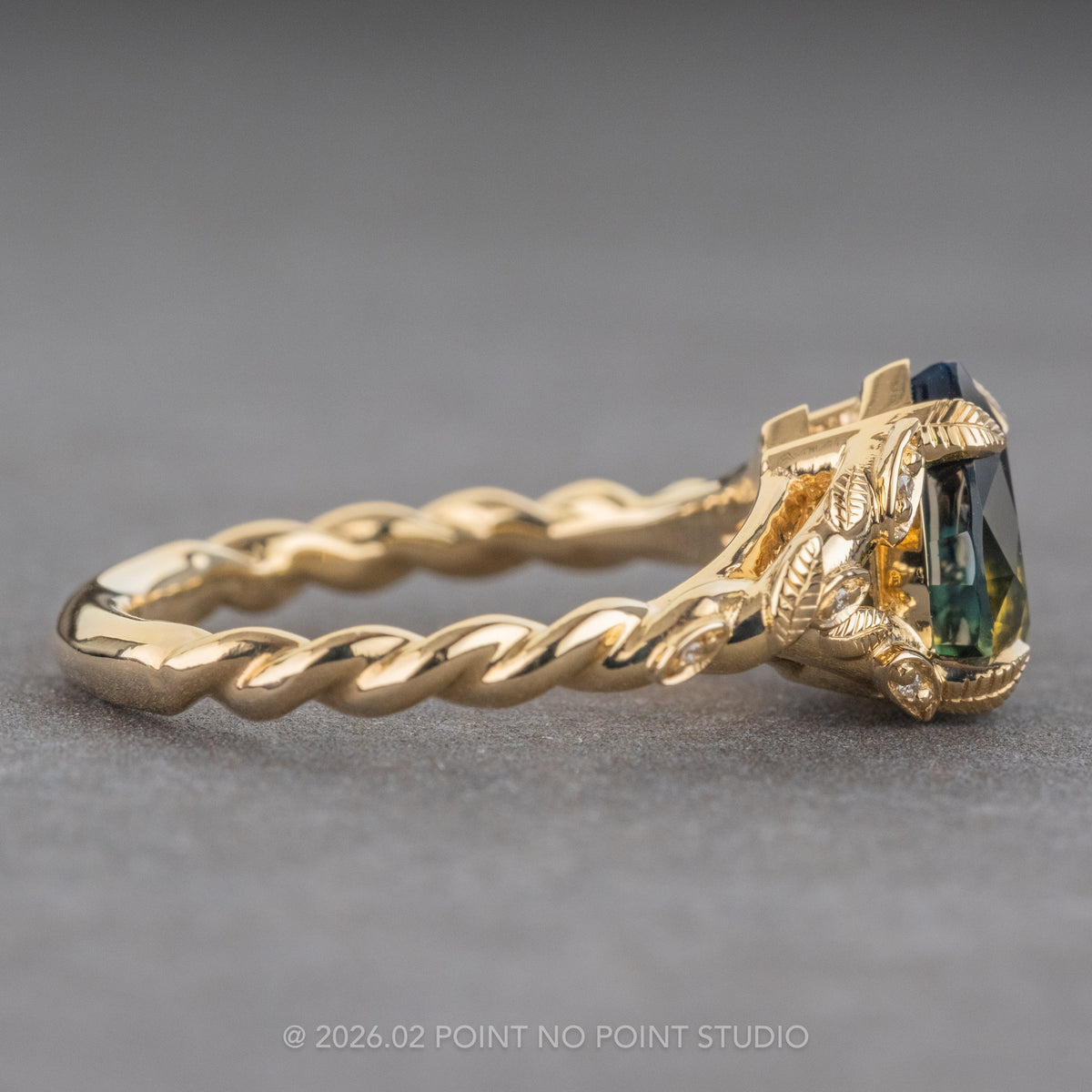 Custom Sapphire and Diamond Pixie Engagement Ring