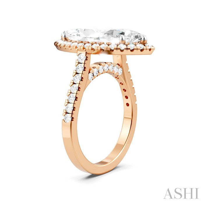 Marquise Shape Semi-Mount Halo Diamond Engagement Ring