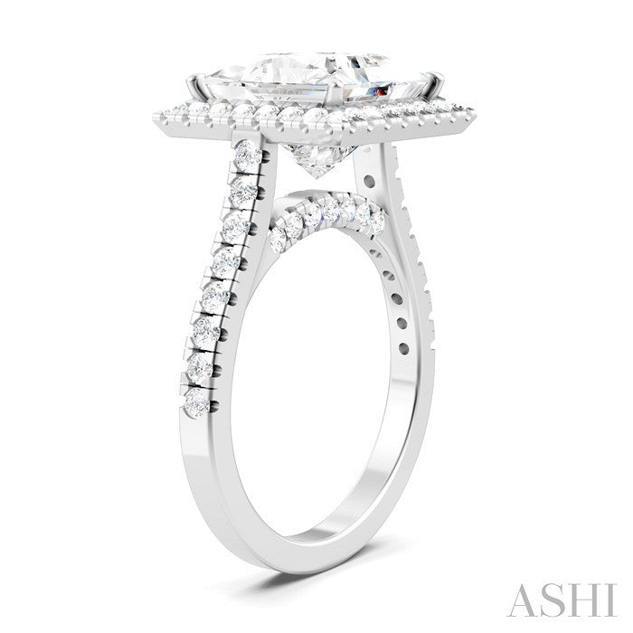 Princess Shape Semi-Mount Halo Diamond Engagement Ring