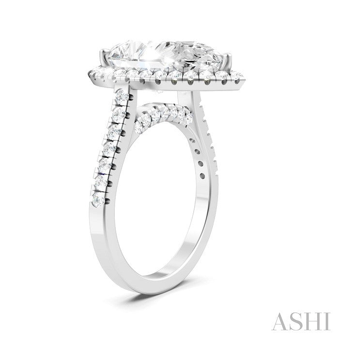 Pear Shape Semi-Mount Halo Diamond Engagement Ring