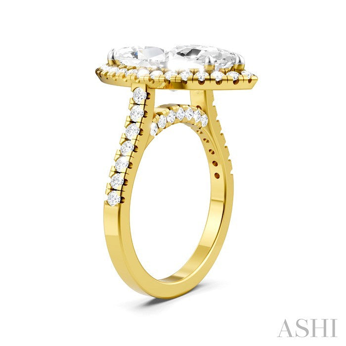 Marquise Shape Semi-Mount Halo Diamond Engagement Ring