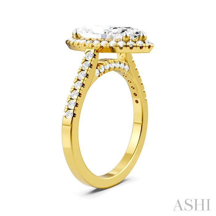 Marquise Shape Semi-Mount Halo Diamond Engagement Ring