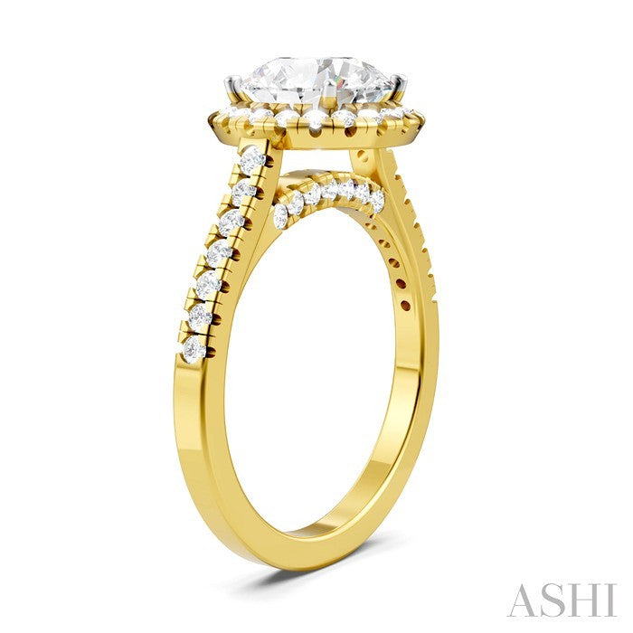 Round Shape Semi-Mount Halo Diamond Engagement Ring