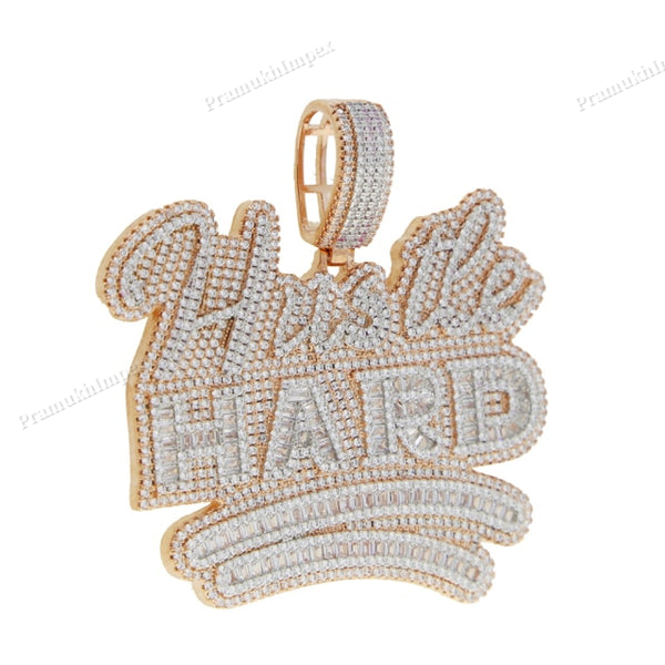Baguette Moissanite S925 Silver Hustle Hard Pendant