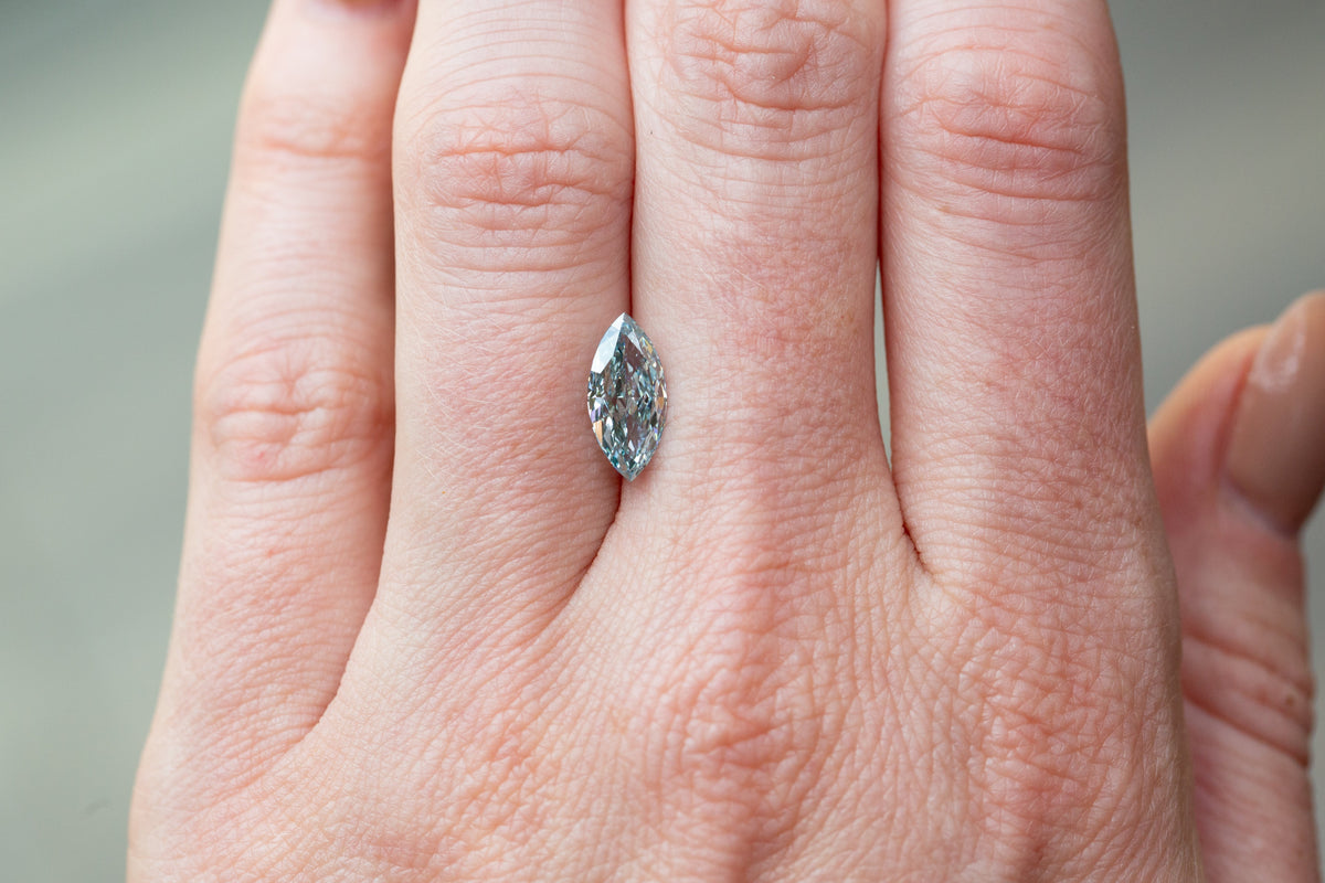 1.72ct Fancy Intense Greenish Blue Marquise Lab Diamond, VVS1