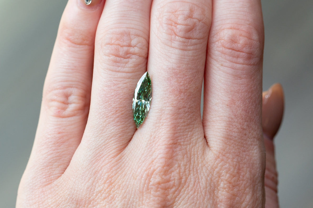2.04ct Fancy Vivid Green Marquise Lab Diamond, VVS2