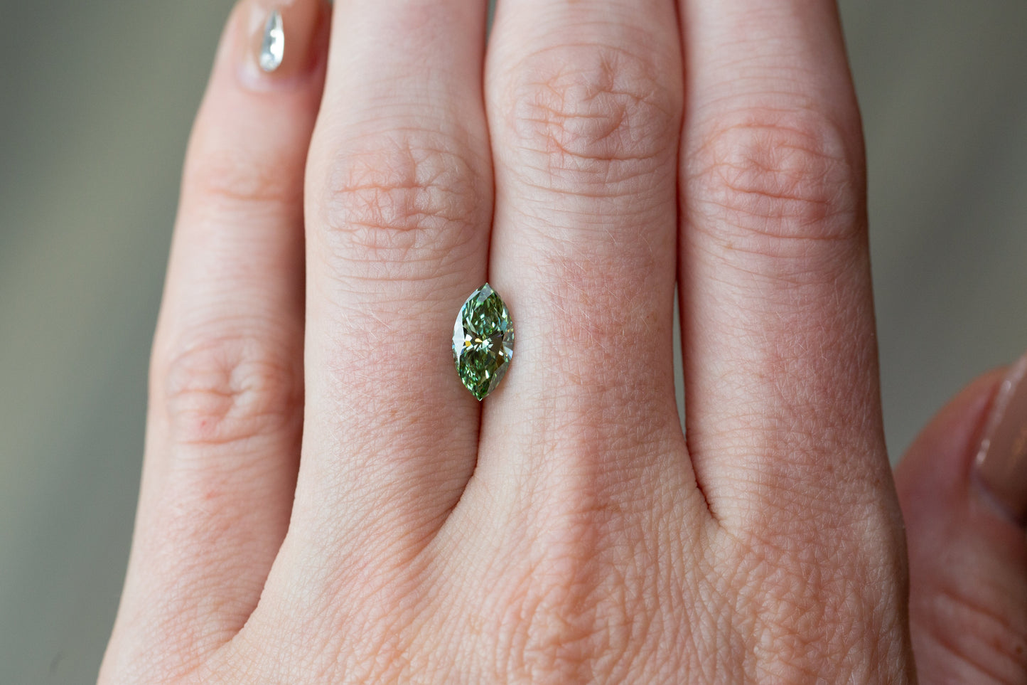 1.24ct Fancy Vivid Green Marquise Lab Diamond, VVS2