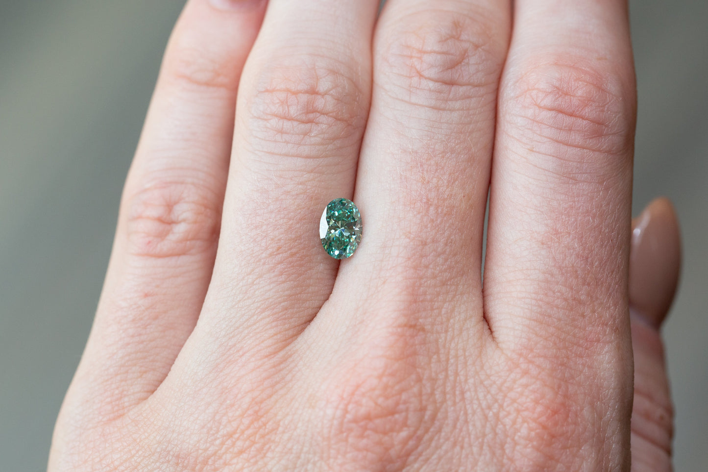 1.02ct Fancy Vivid Green Oval Lab Diamond, VS1