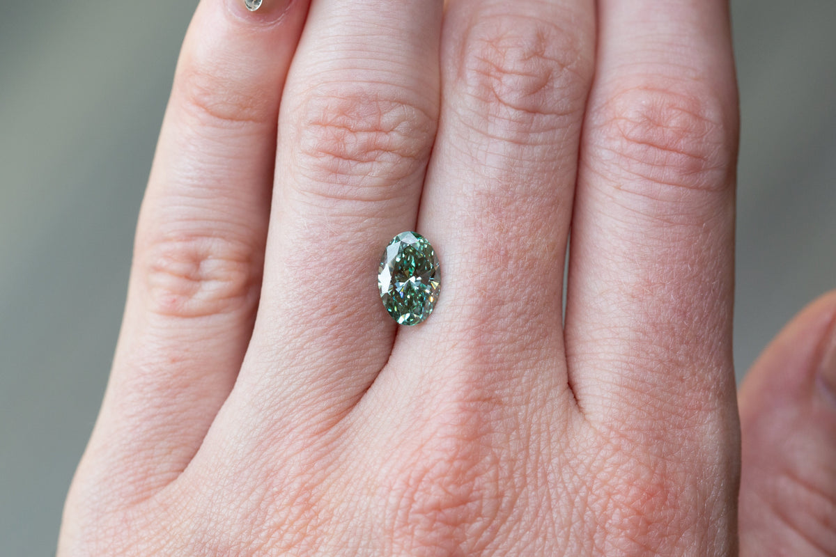 2.03ct Fancy Vivid Green Oval Lab Diamond, VS1