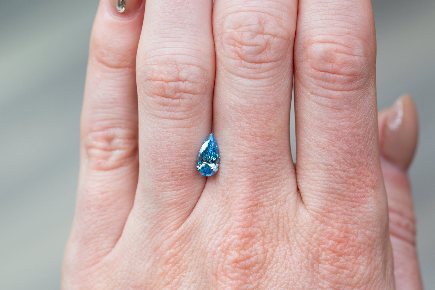 1.01ct Fancy Vivid Blue Pear Lab Diamond, VVS2