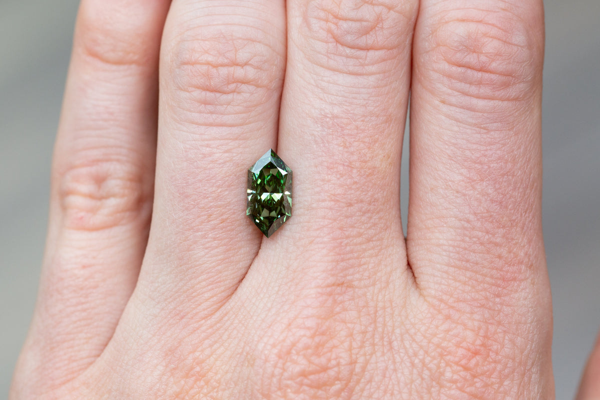 2.12ct Fancy Vivid Green Elongated Hexagon Lab Diamond, VS1