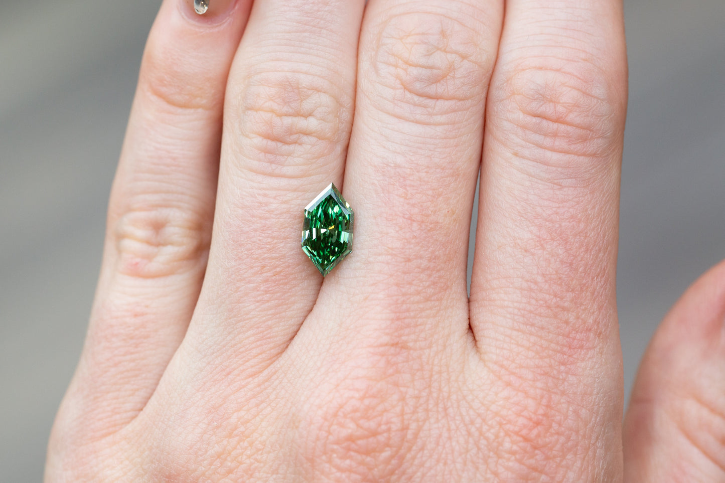 2.16ct Fancy Vivid Green Elongated Hexagon Lab Diamond, VVS2