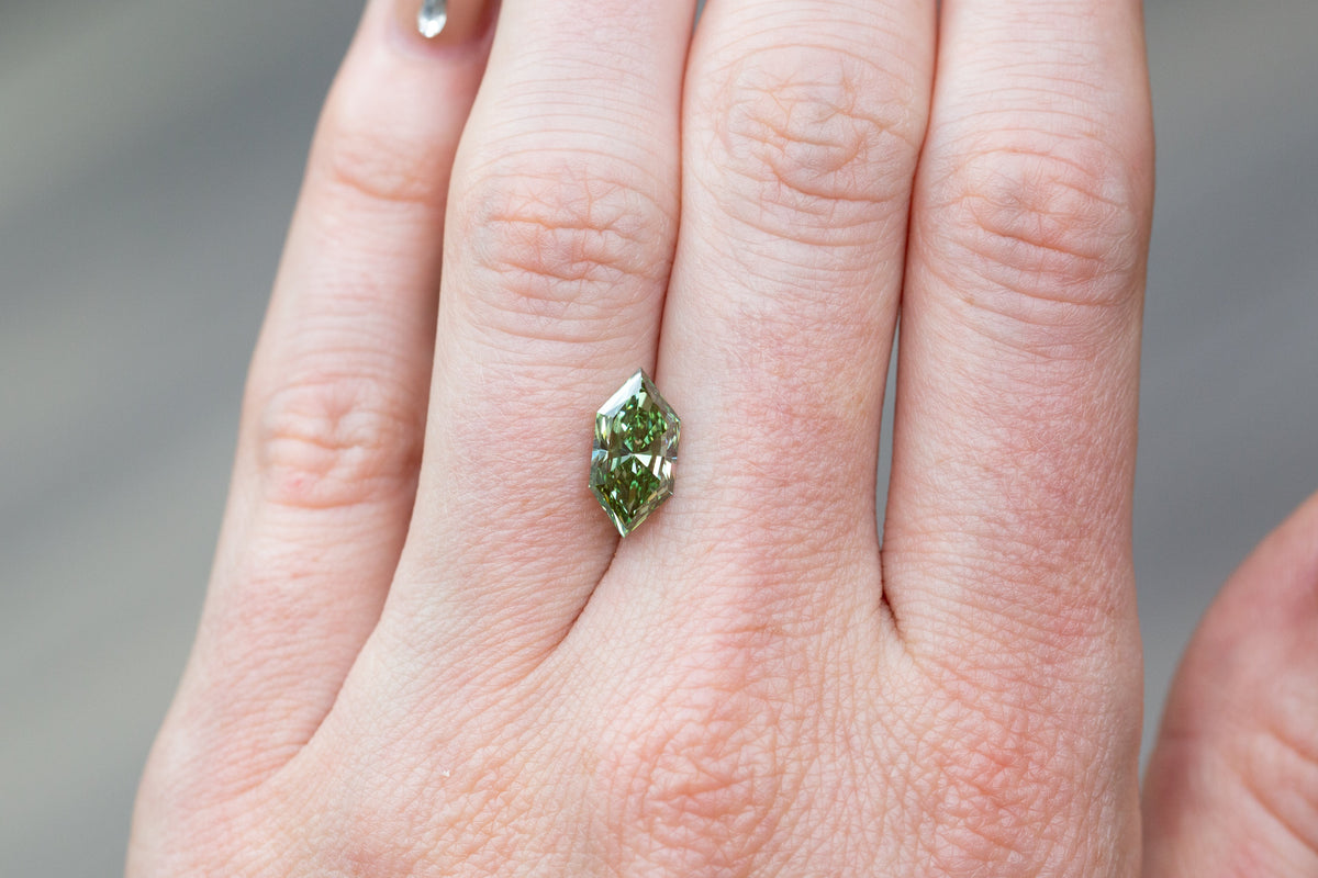 2.18ct Fancy Vivid Green Elongated Hexagon Lab Diamond, VS1