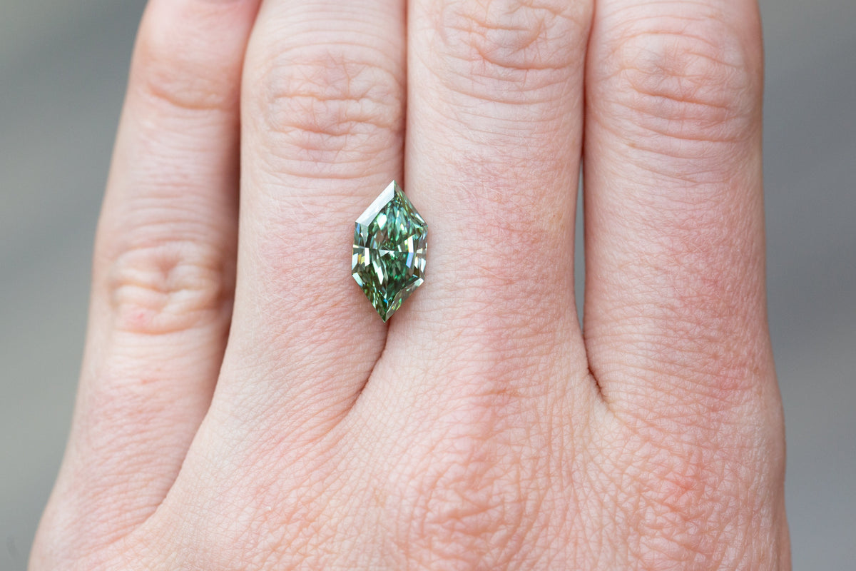 3.00ct Fancy Vivid Green Elongated Hexagon Lab Diamond, VS1