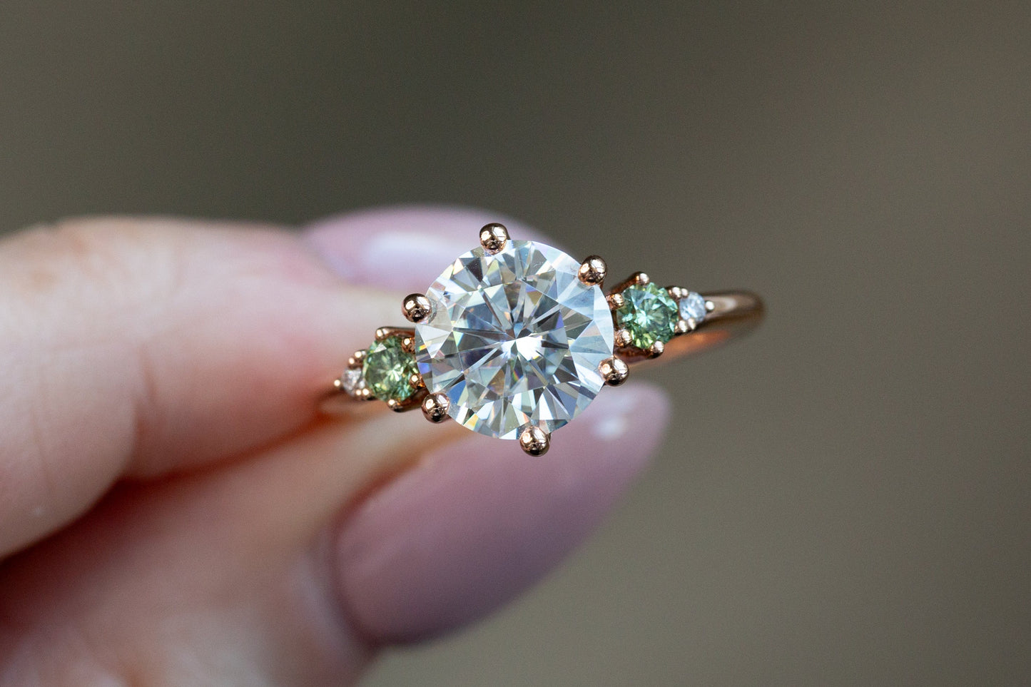Ready to Ship- Size 8, 14k rose gold Five Stone Ring