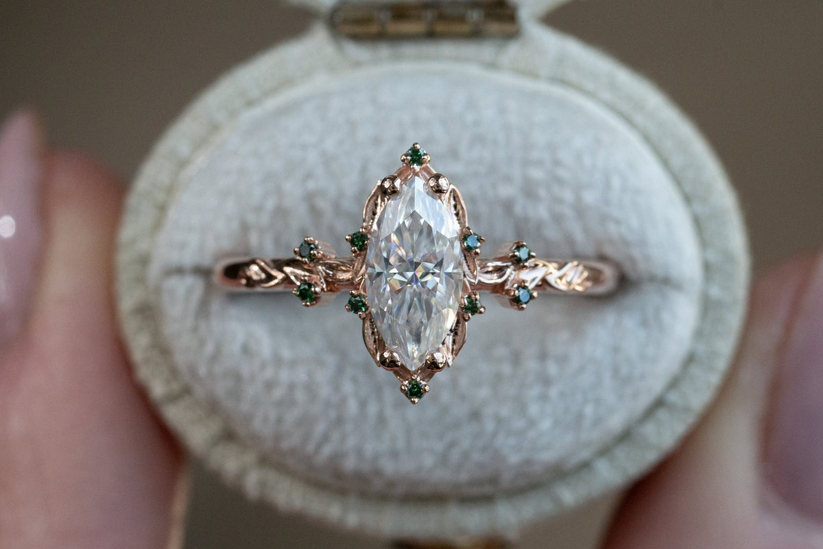 Ready to Ship- Size 8.5, 14k rose gold Briar Rose Halo
