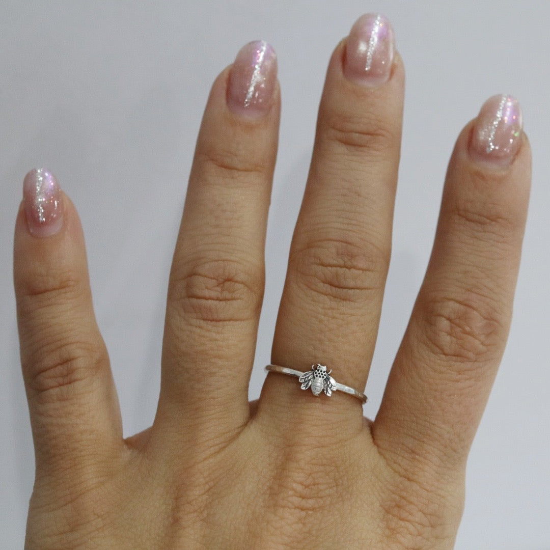 Bee Stacking Ring in Sterling Silver / READY TO SHIP sizes 6.5 and 7.75