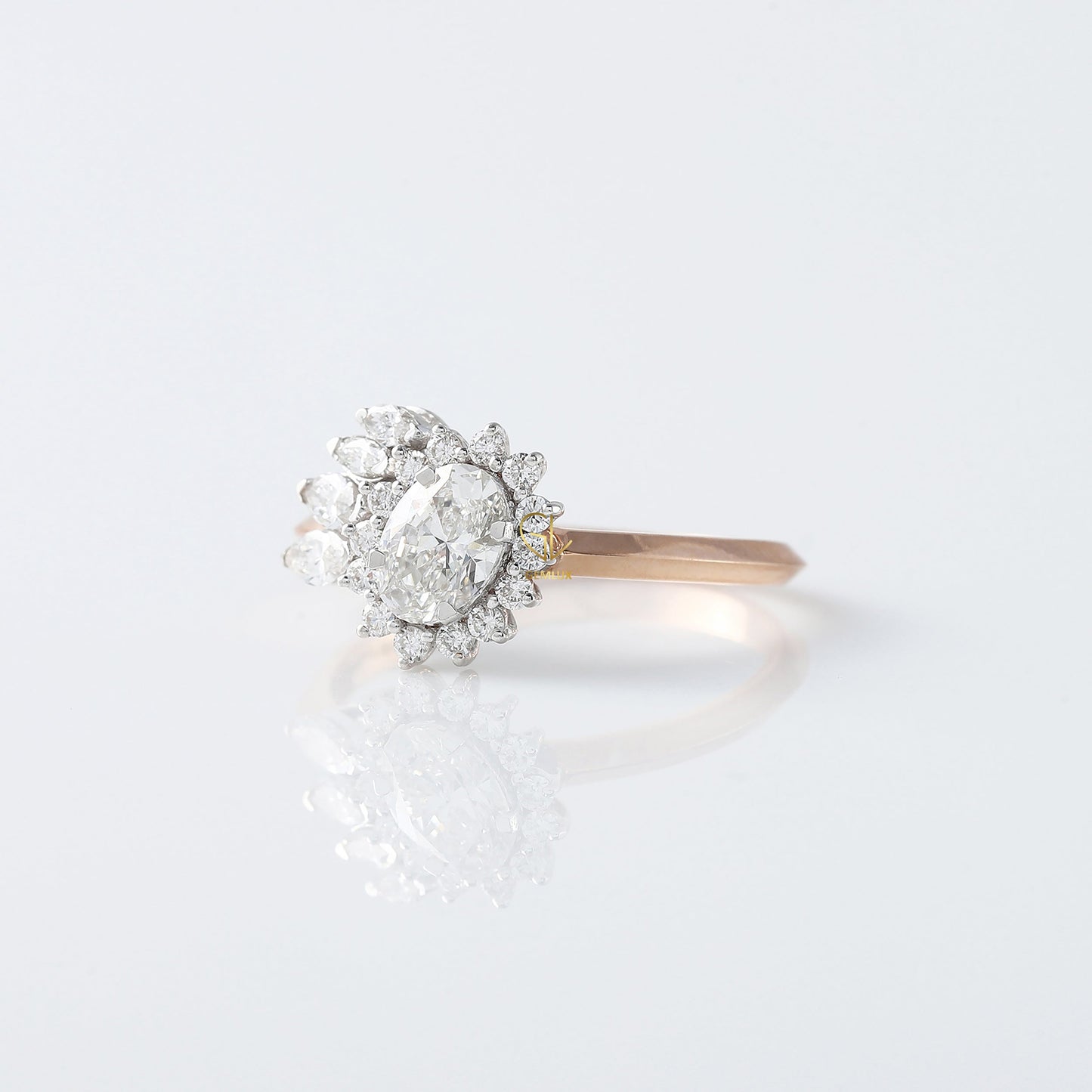 1 CT Oval Cut Lab Grown Diamond Halo Engagement Ring