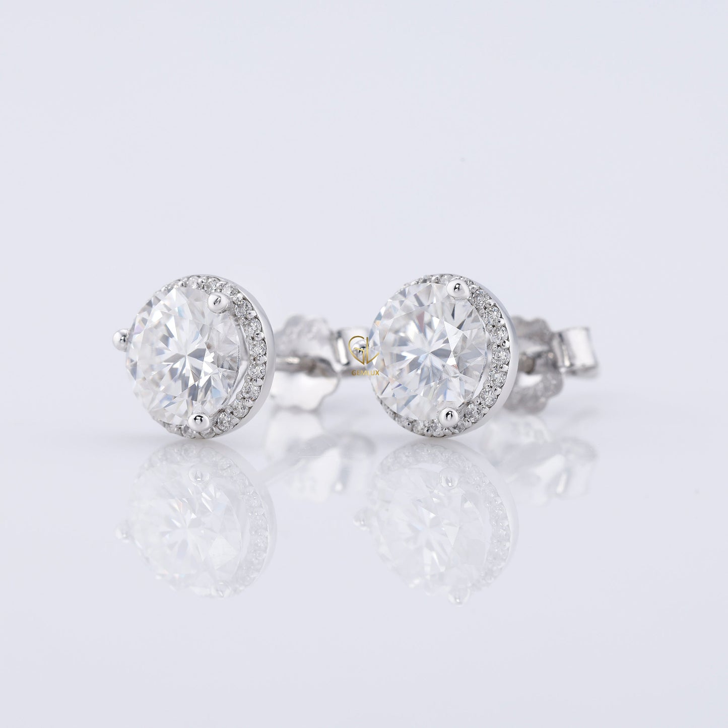 1 Ct Round Cut Lab Grown Diamond Halo Stud Earrings