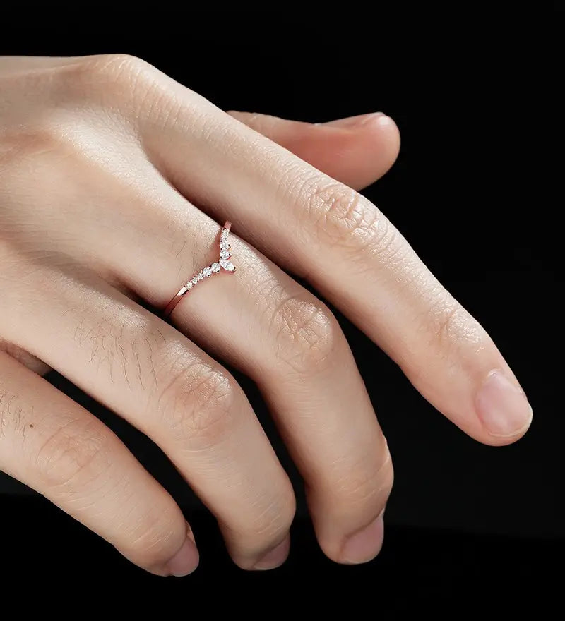 Marquise Cut Moissanite Wedding Band Half Eternity Diamond Rose Gold Wedding Ring Unique Promise Anniversary Bridal Ring Women