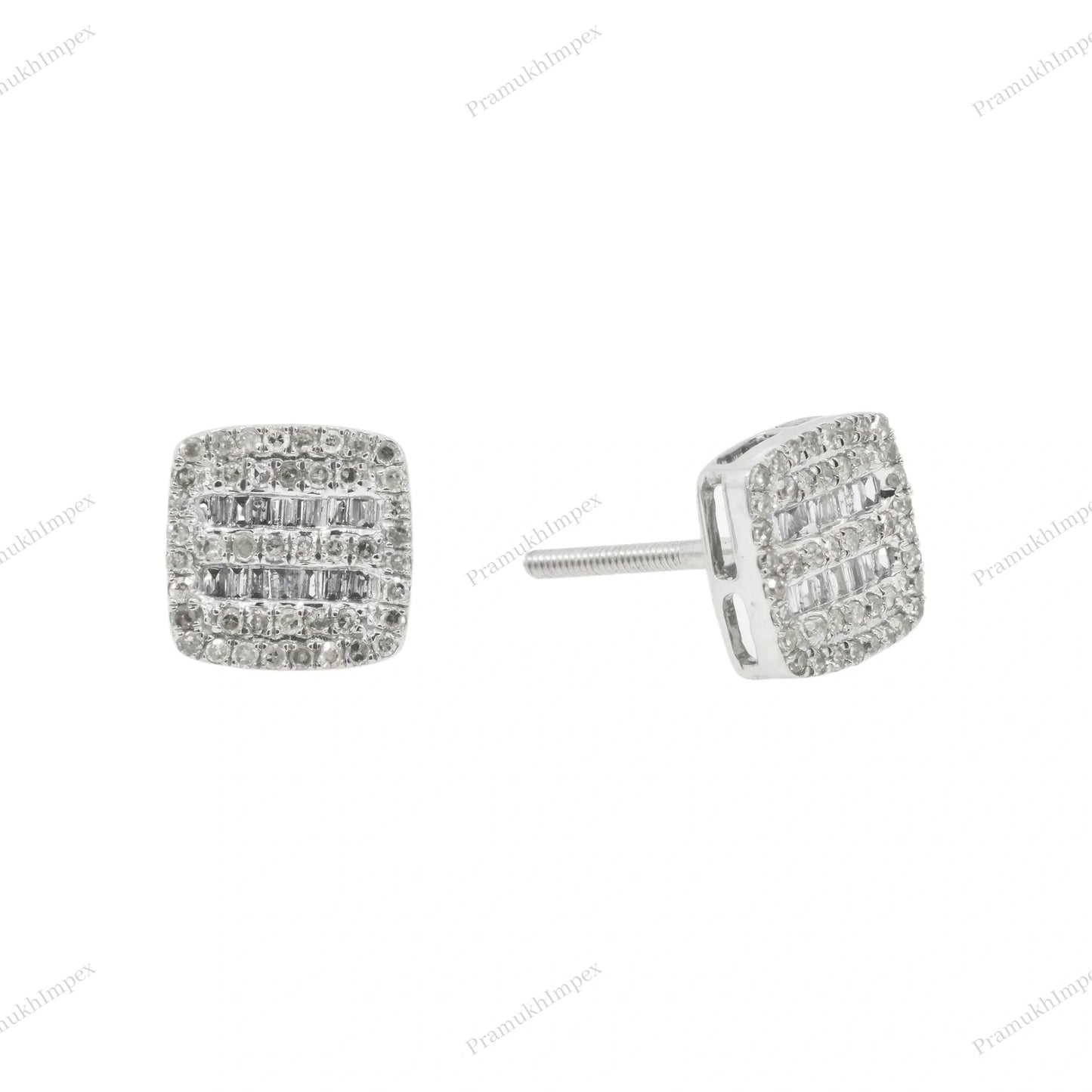 Square Desgin Halo Setting Silver Moissanite Earring