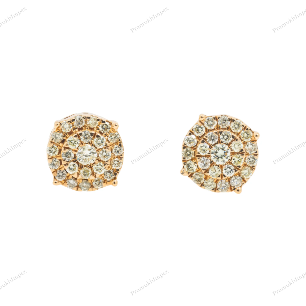 925 Sterling Silver Moissanite Round Cluster Earring