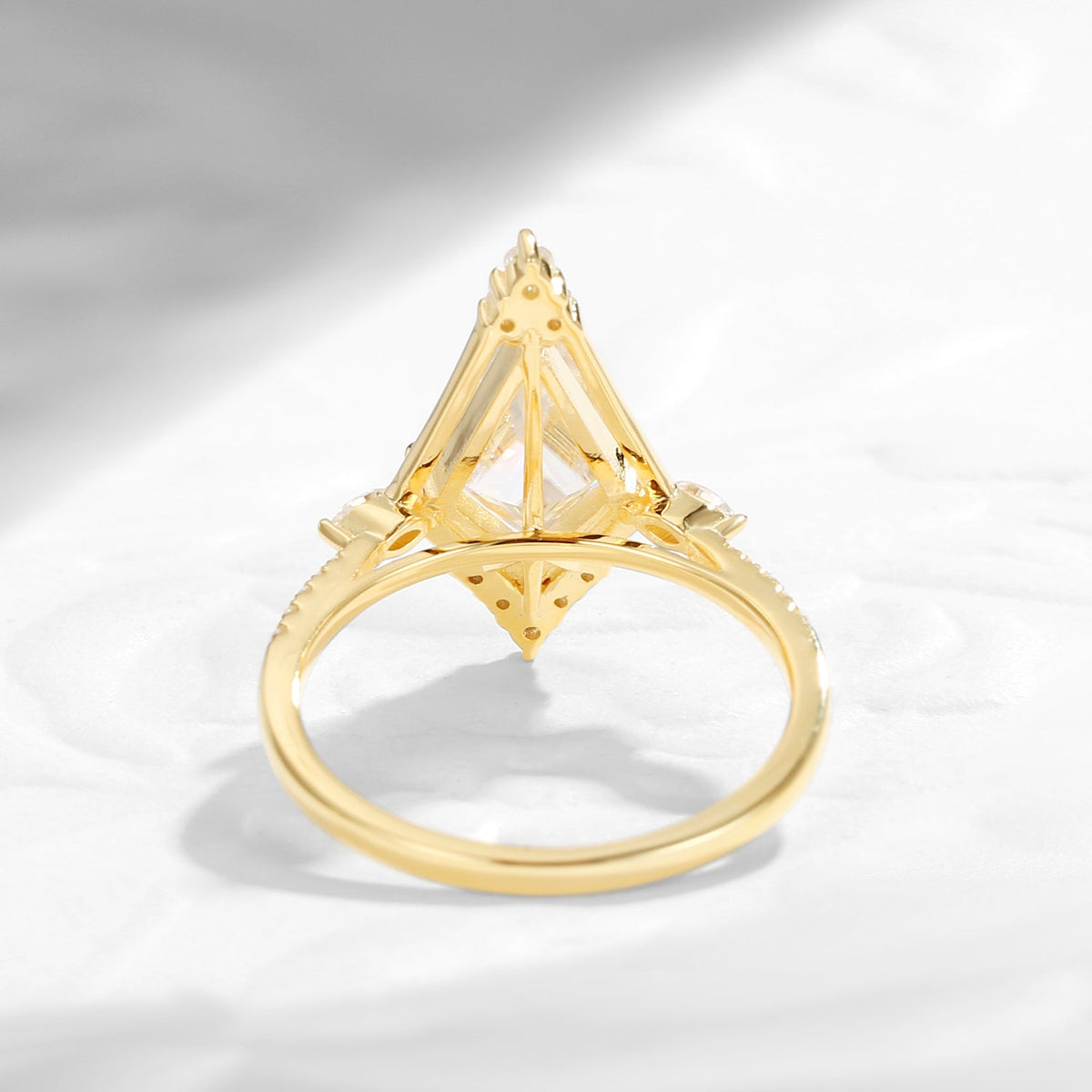 Art-Deco Kite Cut Moissanite Cluster Engagement Ring