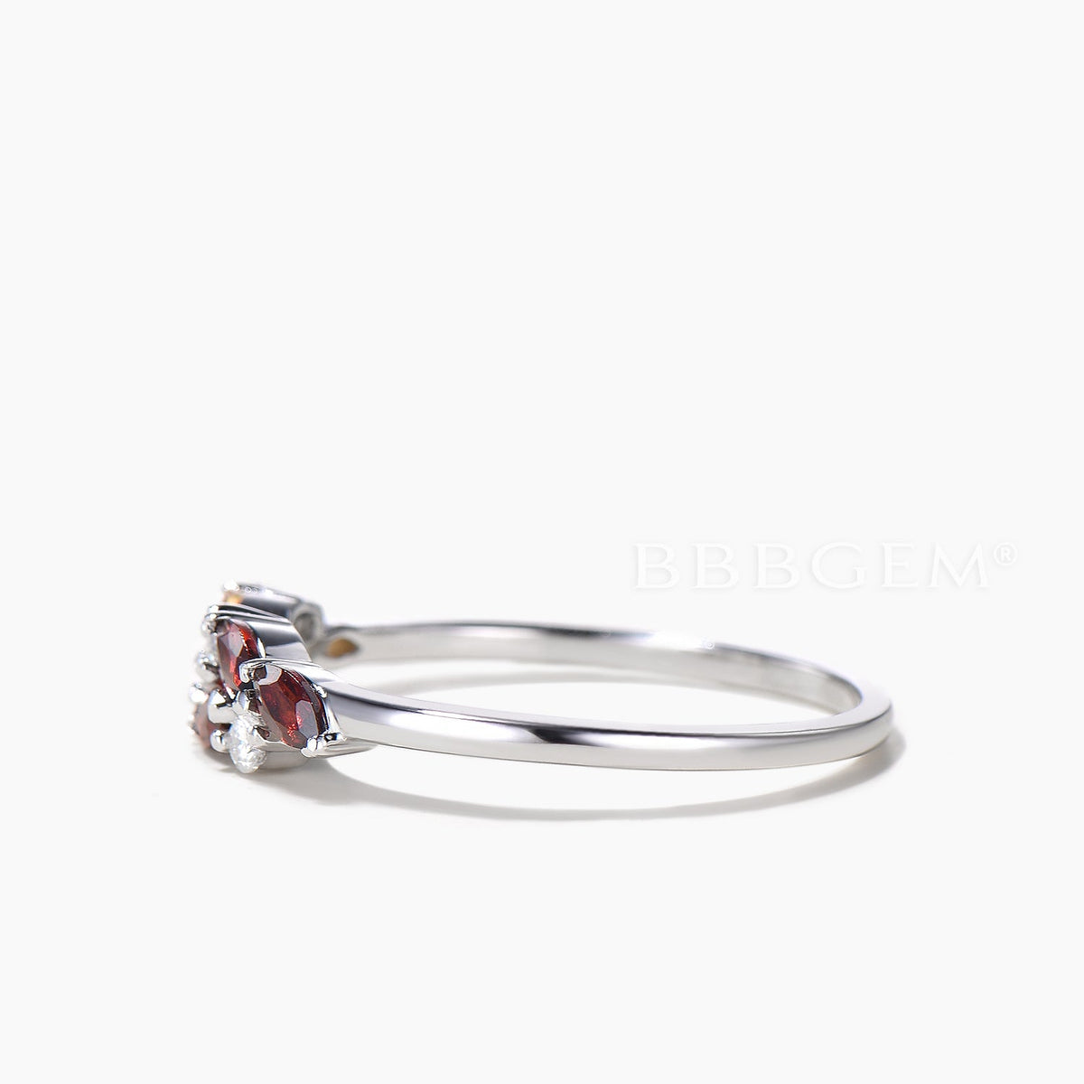 Multi Marquise Cut Stones Cluster Ring Natural Citrine Garnet Wedding Band
