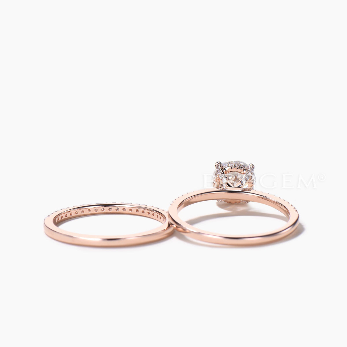 Round Cut IGI Certificate Lab Grown Diamond Ring Diamond Half Eternity Bridal Set