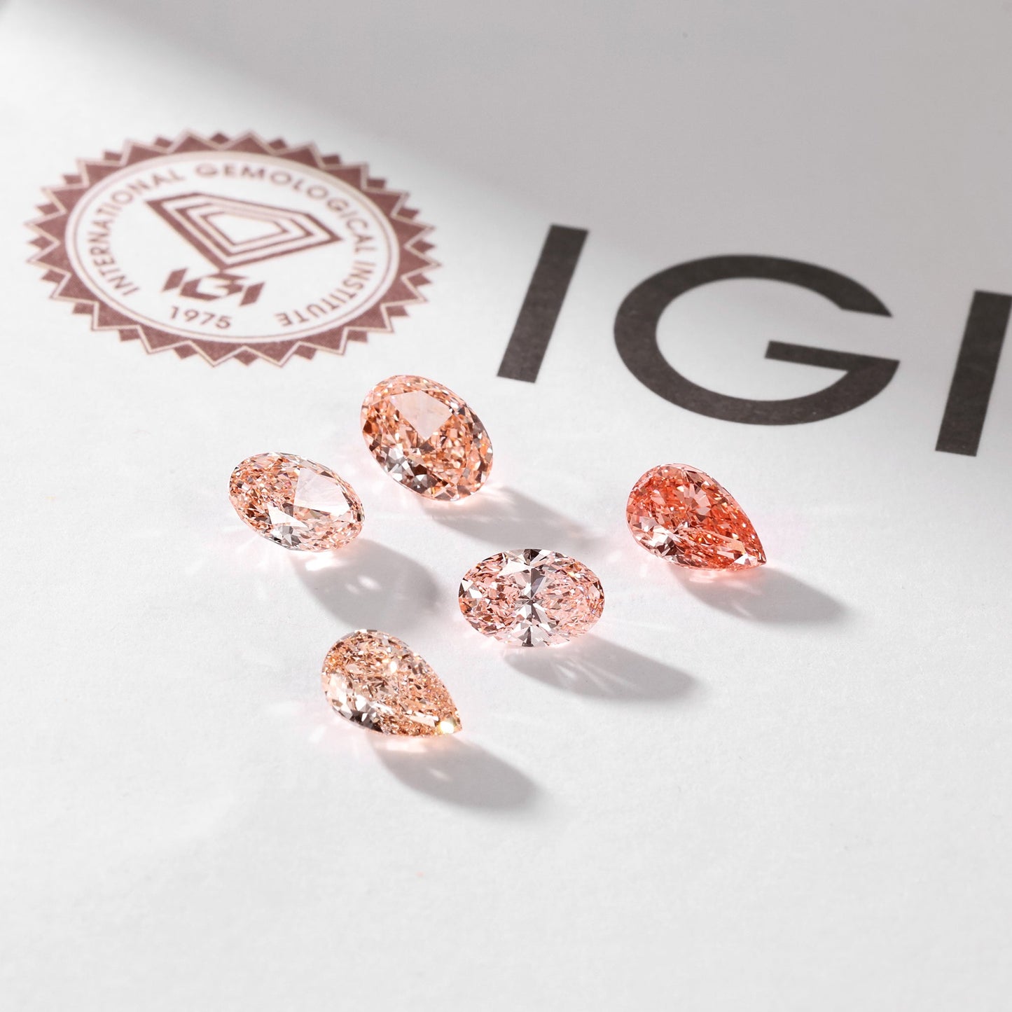 Pear Cut Classic Cluster Lab Pink Diamond Engagement Ring