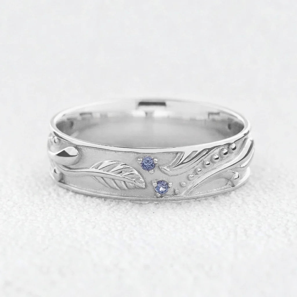 Callisto Dew | Sapphire-Dotted Vine Men's Wedding Band