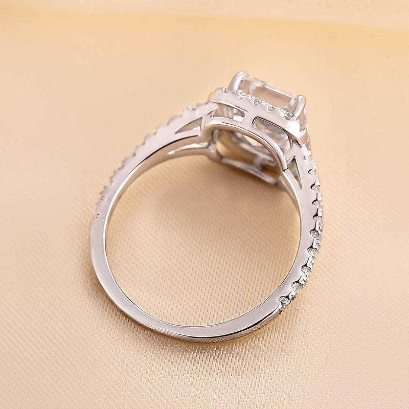 Radiant Cut Halo 925 Sterling Silver Engagement Ring
