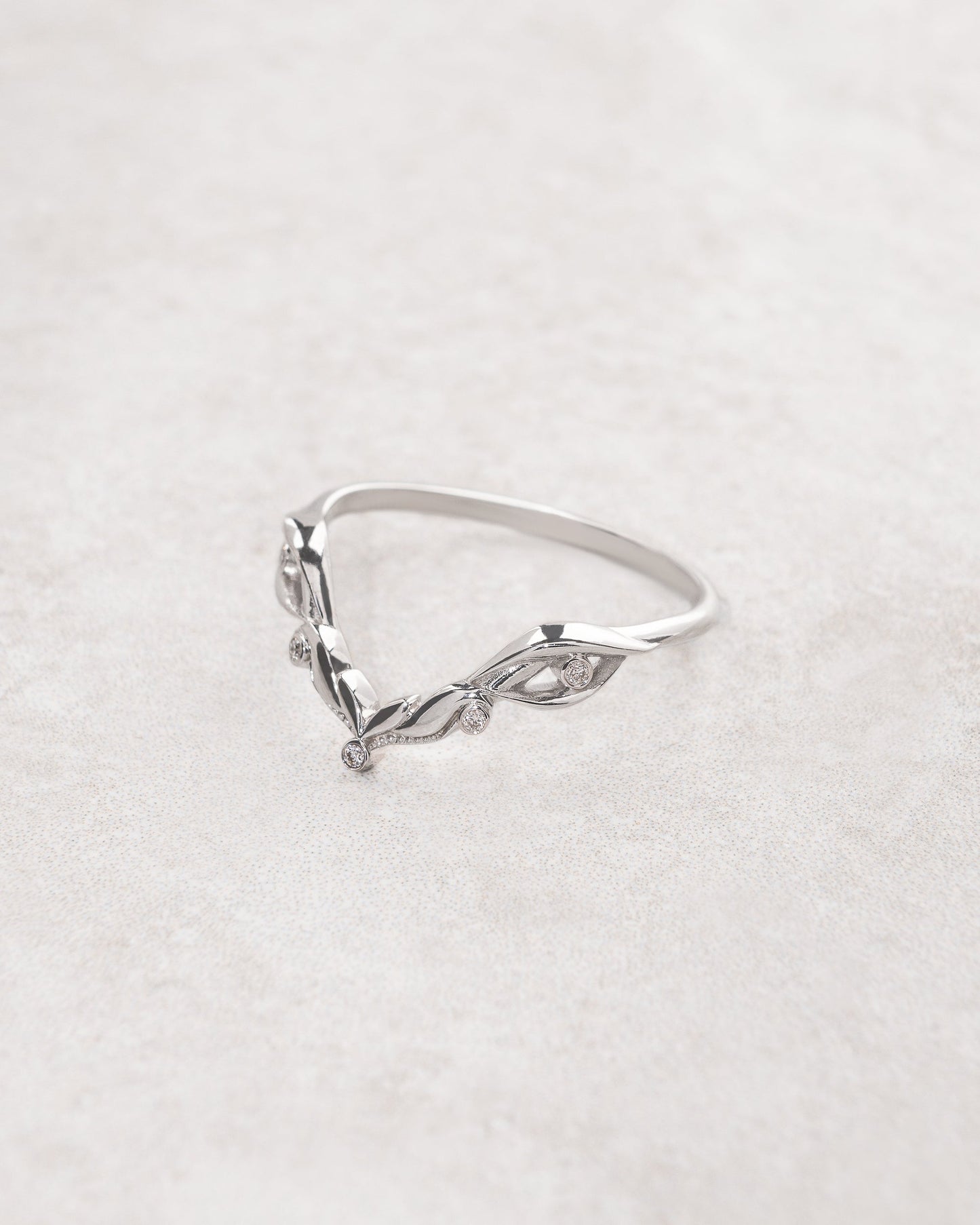 READY TO SHIP Lida big matching wedding band in 14K white gold RING SIZE 5.5 - 8.5 US